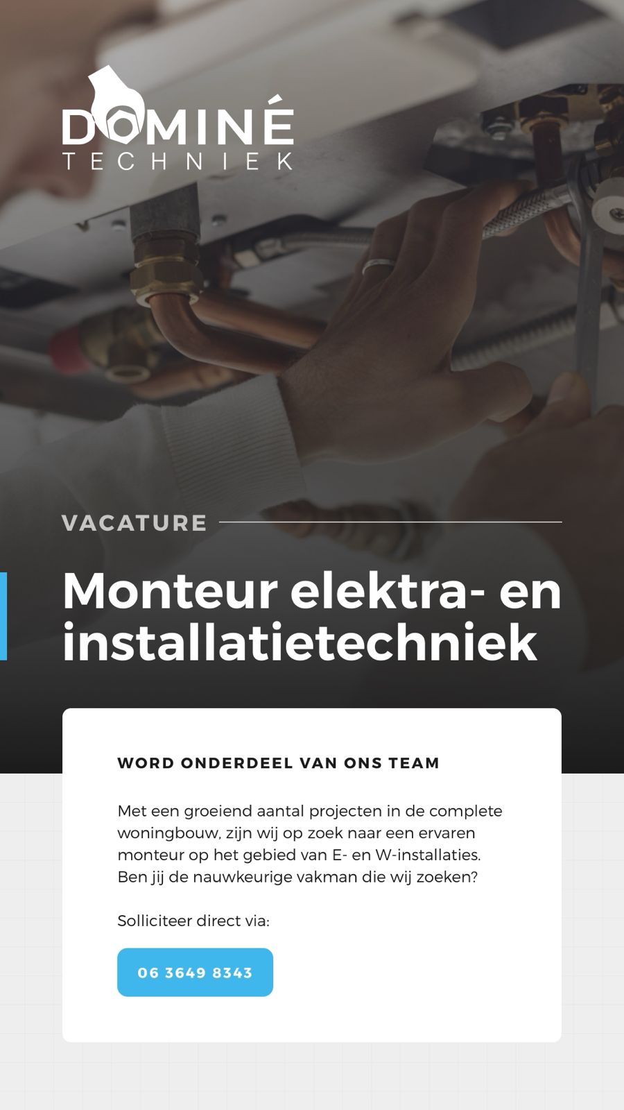 Dominetechiek vacature monteur elektra en installatietechniek